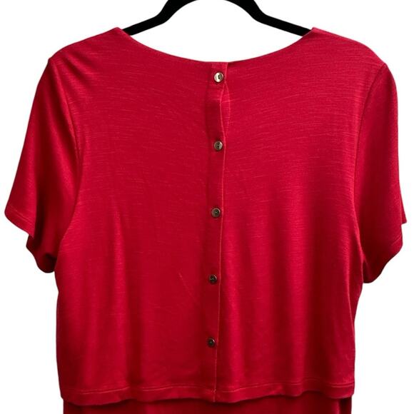 J Jill Sangria Sangria Red Knit Layered Button Down Back Dress Size Medium NEW - Picture 4 of 11